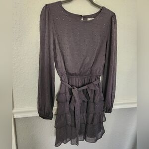 Speechless Long Sleeve Purple Dress with Ruffles‎